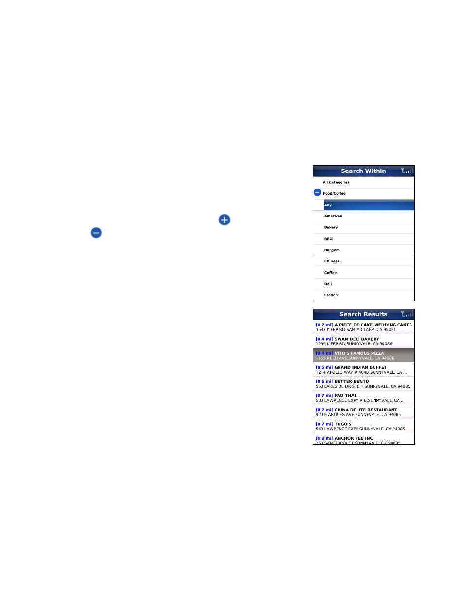 Search all categories, Search within category | Telenav for Verizon Supported Devices: v5.1 for BlackBerry Storm User Manual | Page 39 / 56