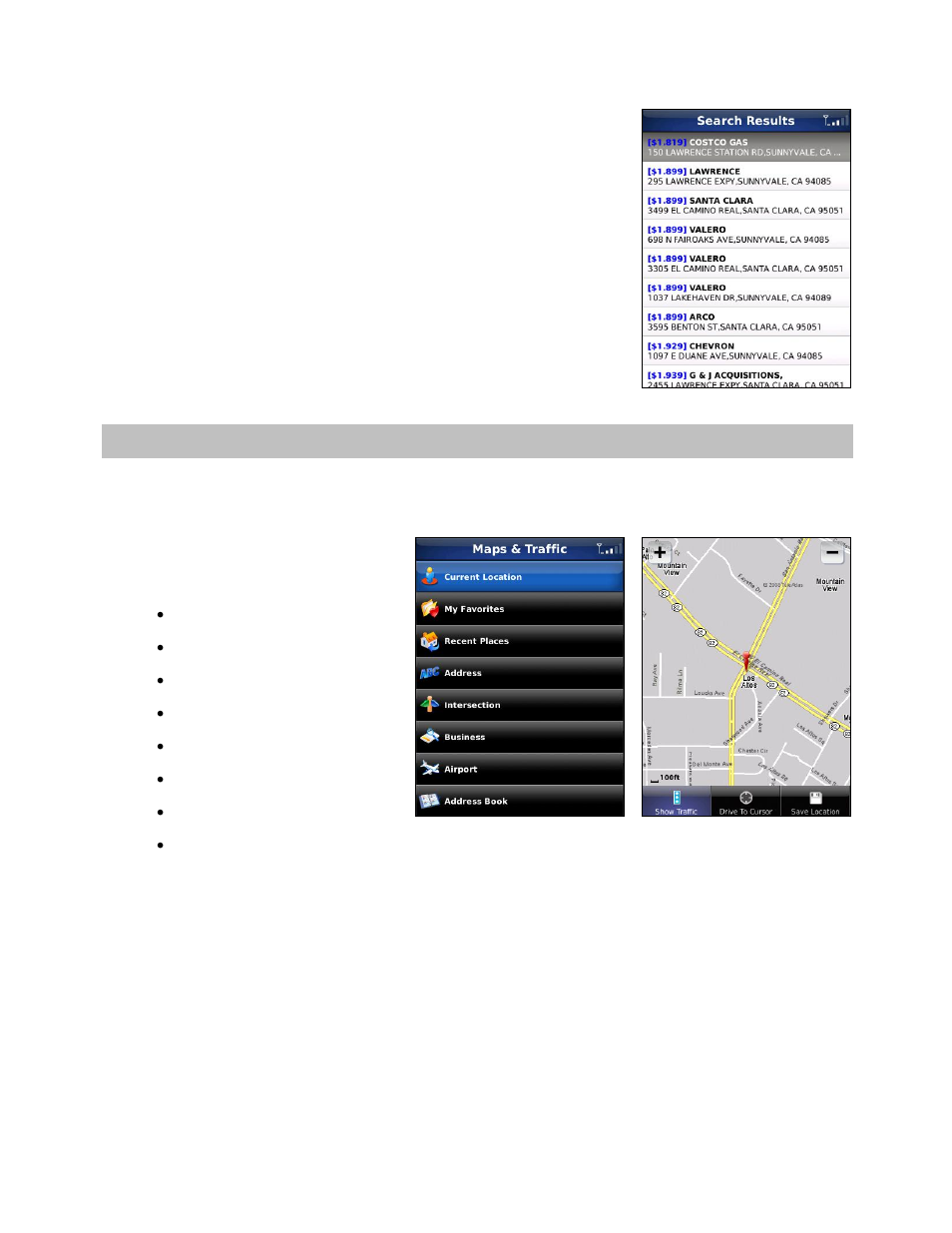 Maps & traffic menu | Telenav for Verizon Supported Devices: v5.1 for BlackBerry Storm User Manual | Page 42 / 56