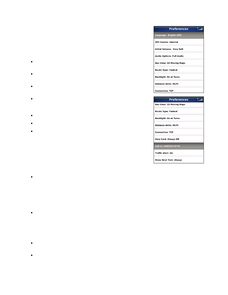 Preferences | Telenav for Verizon Supported Devices: v5.1 for BlackBerry Storm User Manual | Page 47 / 56