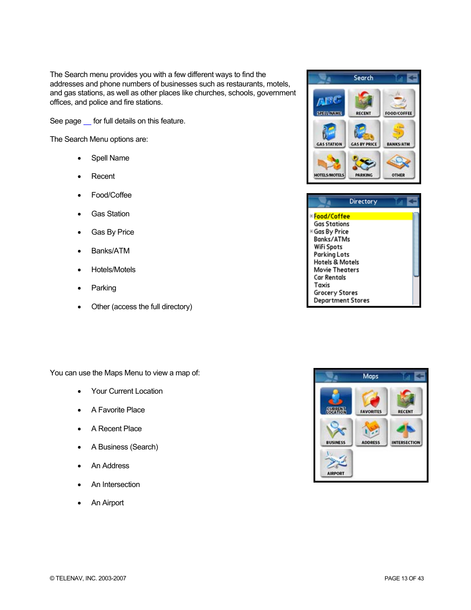 Telenav for Sprint Supported Devices: v5.0 for Palm Treo 700p, Treo 755p User Manual | Page 13 / 43