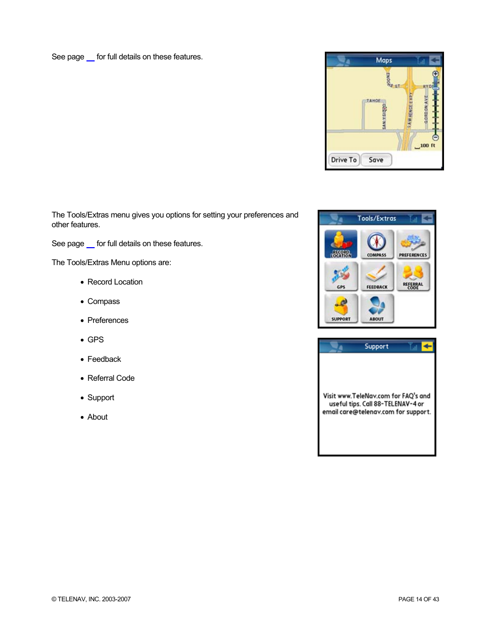 Telenav for Sprint Supported Devices: v5.0 for Palm Treo 700p, Treo 755p User Manual | Page 14 / 43