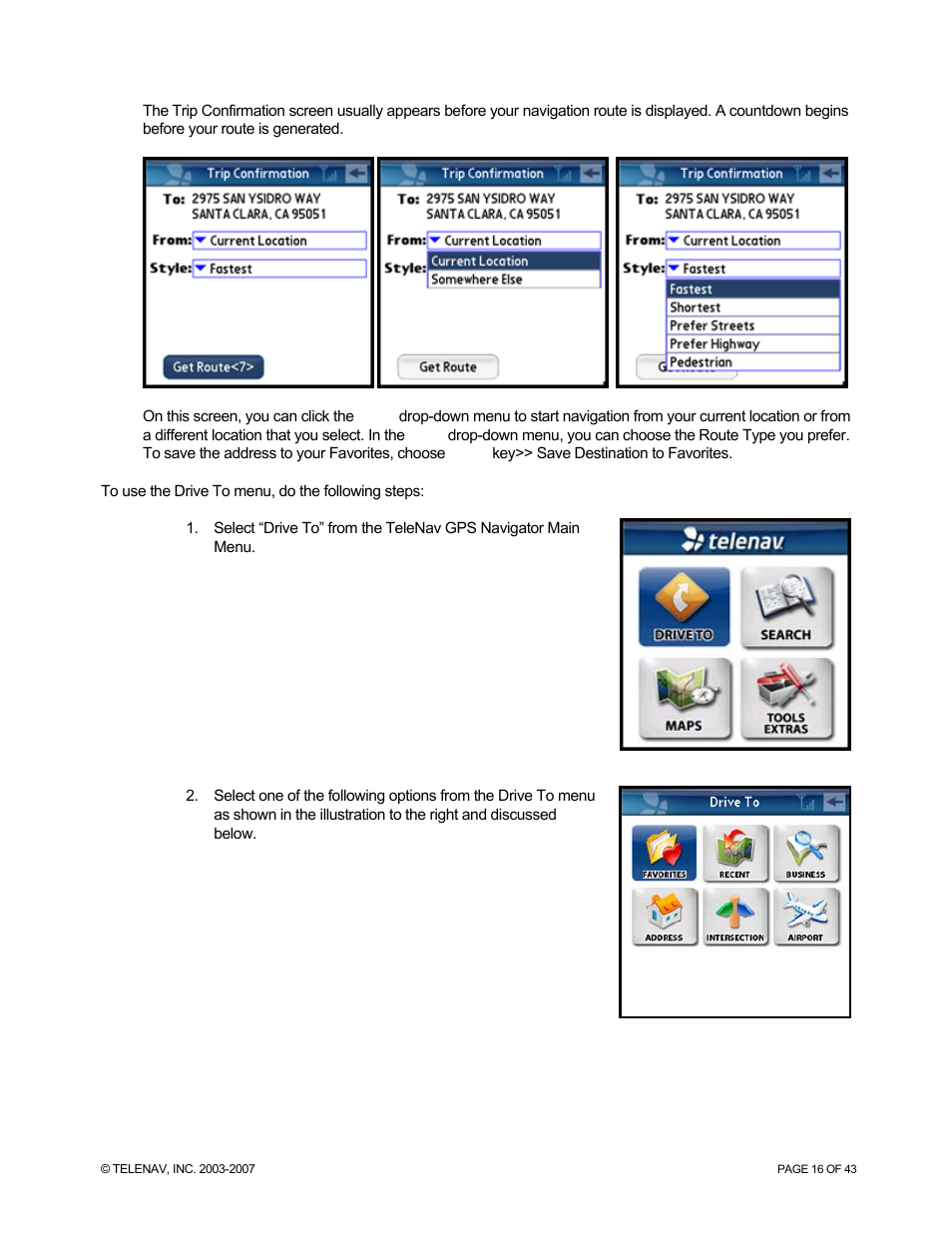 Telenav for Sprint Supported Devices: v5.0 for Palm Treo 700p, Treo 755p User Manual | Page 16 / 43
