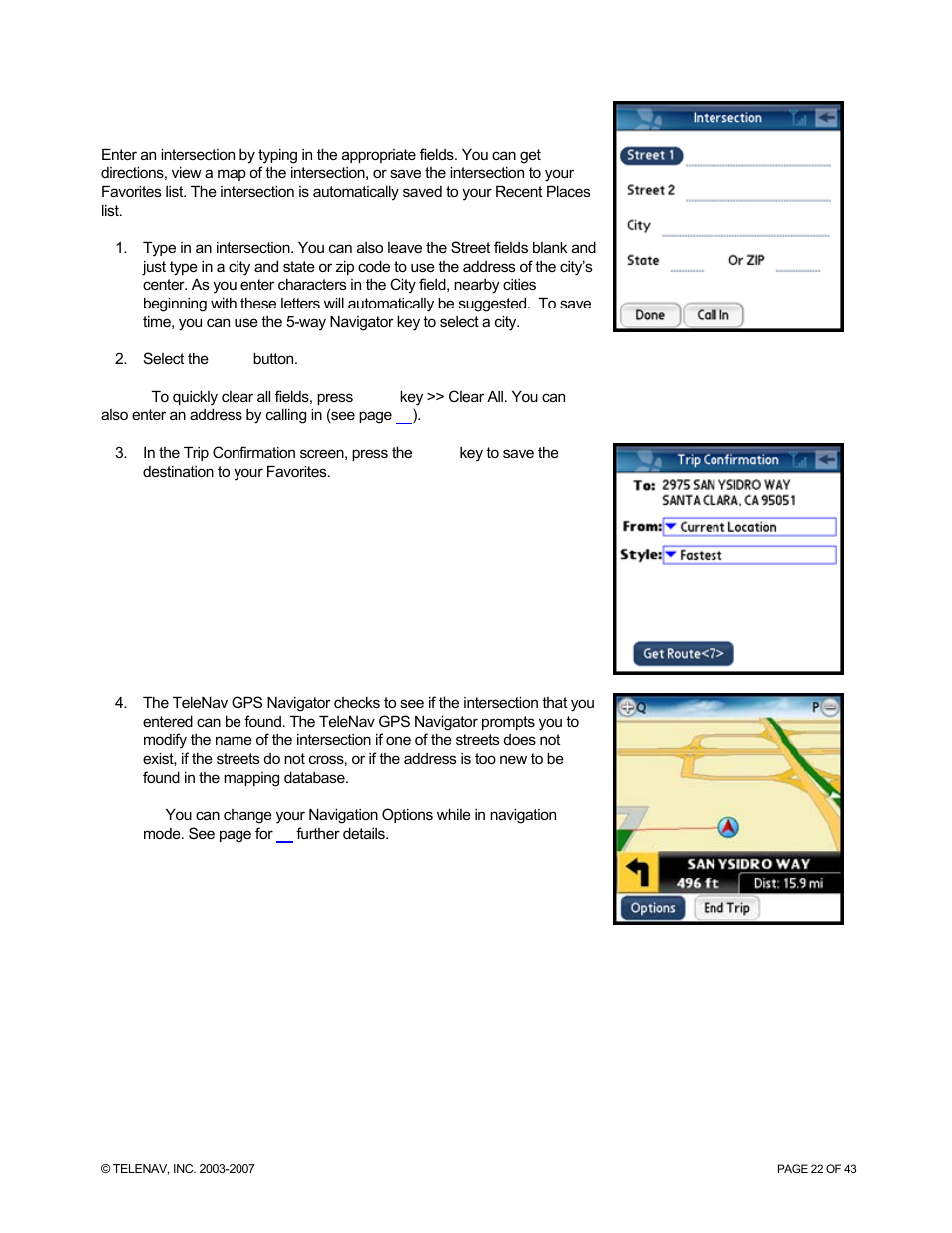 Telenav for Sprint Supported Devices: v5.0 for Palm Treo 700p, Treo 755p User Manual | Page 22 / 43
