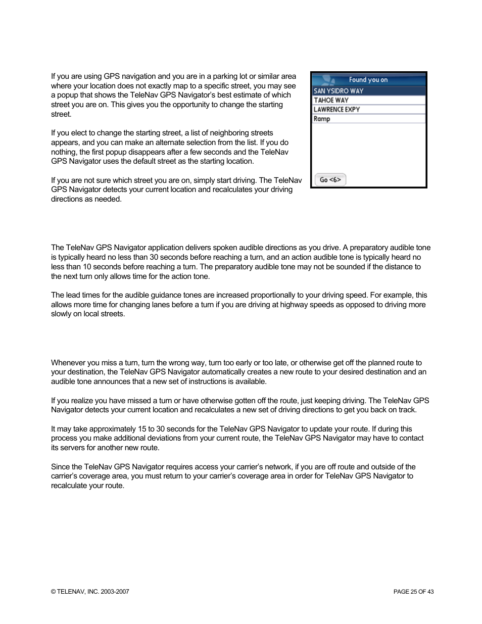Telenav for Sprint Supported Devices: v5.0 for Palm Treo 700p, Treo 755p User Manual | Page 25 / 43