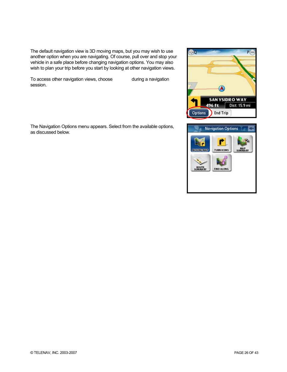 Telenav for Sprint Supported Devices: v5.0 for Palm Treo 700p, Treo 755p User Manual | Page 26 / 43