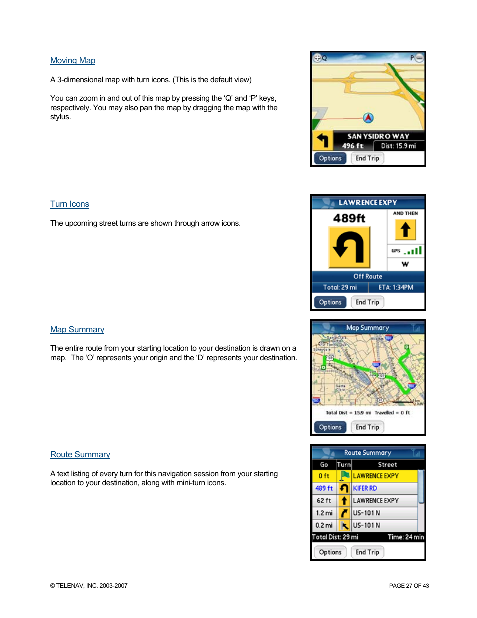 Telenav for Sprint Supported Devices: v5.0 for Palm Treo 700p, Treo 755p User Manual | Page 27 / 43