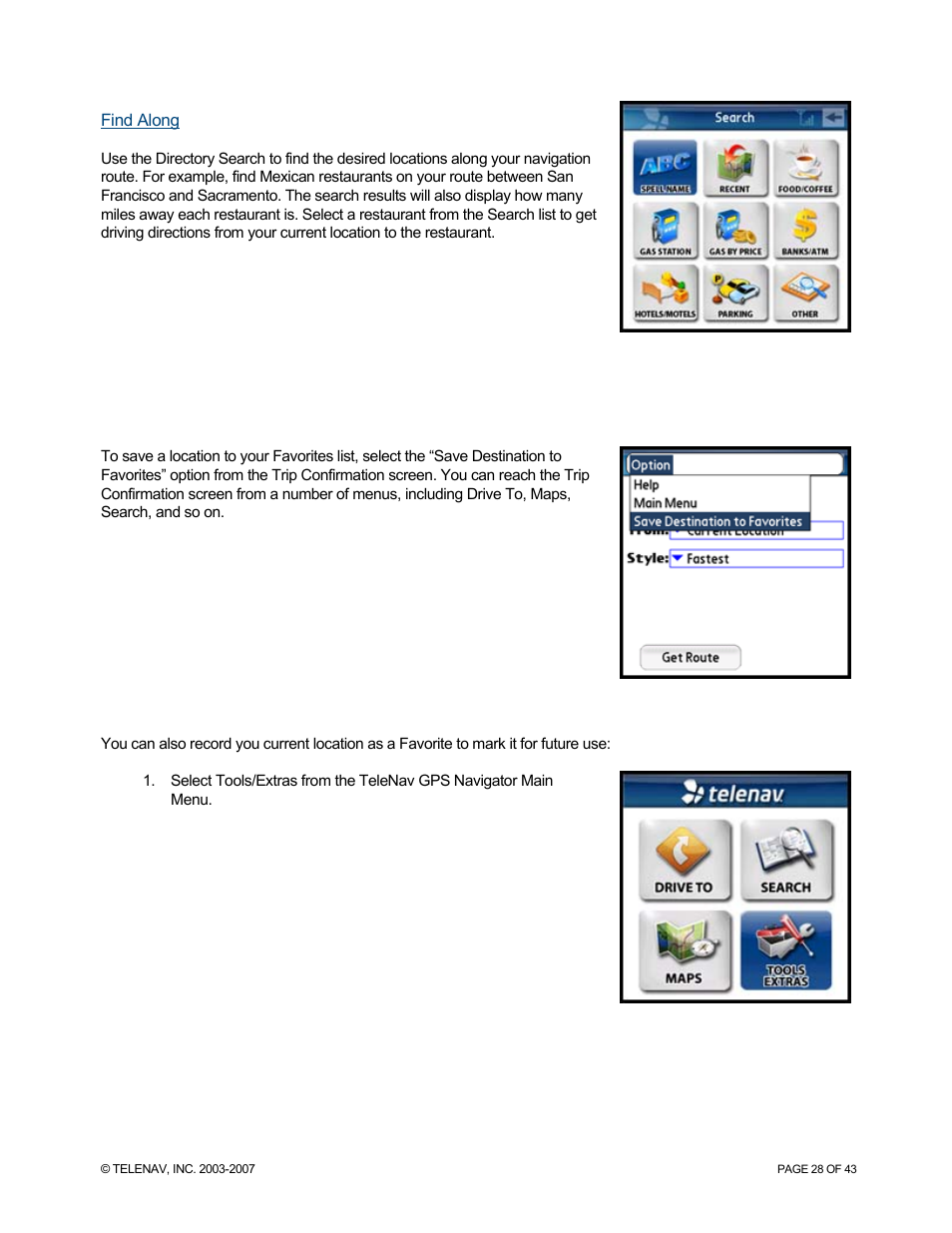Telenav for Sprint Supported Devices: v5.0 for Palm Treo 700p, Treo 755p User Manual | Page 28 / 43