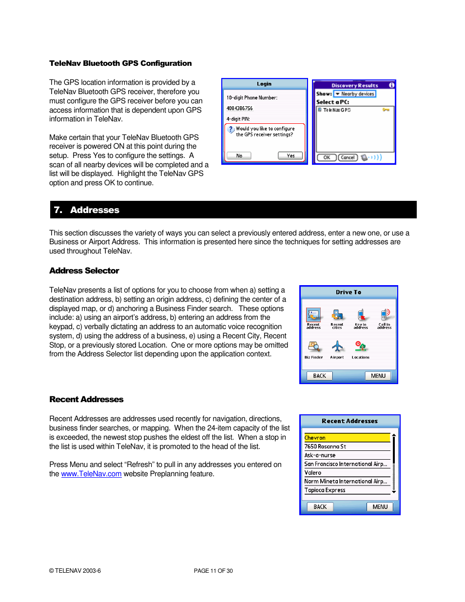 Telenav for Verizon Supported Devices: v4.1 for Palm Treo 650 User Manual | Page 11 / 30