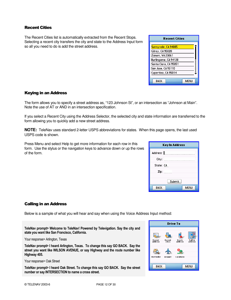 Telenav for Verizon Supported Devices: v4.1 for Palm Treo 650 User Manual | Page 12 / 30