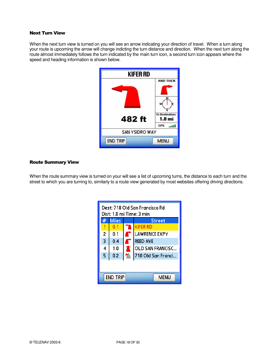 Telenav for Verizon Supported Devices: v4.1 for Palm Treo 650 User Manual | Page 18 / 30
