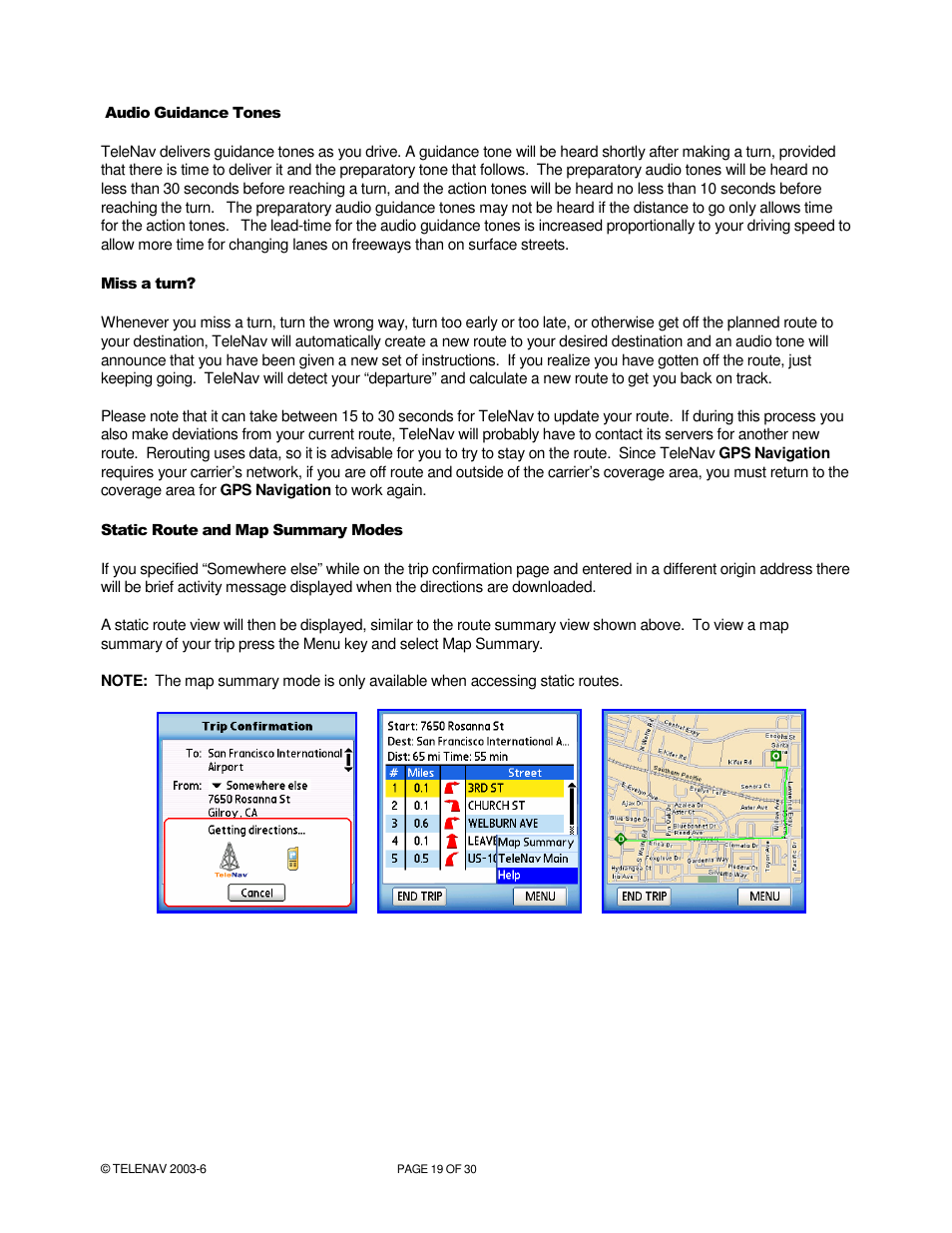 Telenav for Verizon Supported Devices: v4.1 for Palm Treo 650 User Manual | Page 19 / 30