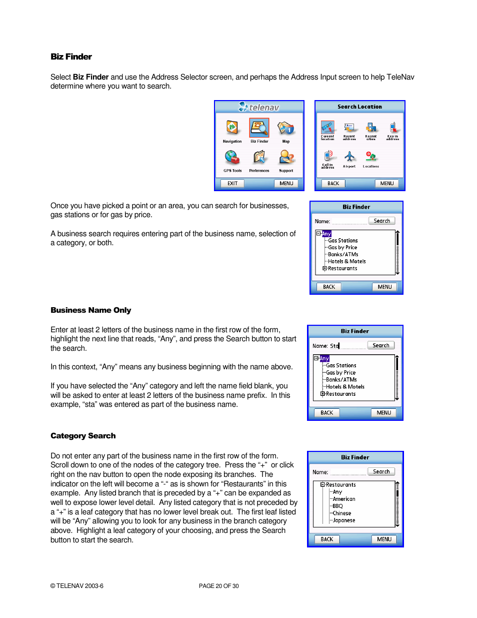 Telenav for Verizon Supported Devices: v4.1 for Palm Treo 650 User Manual | Page 20 / 30