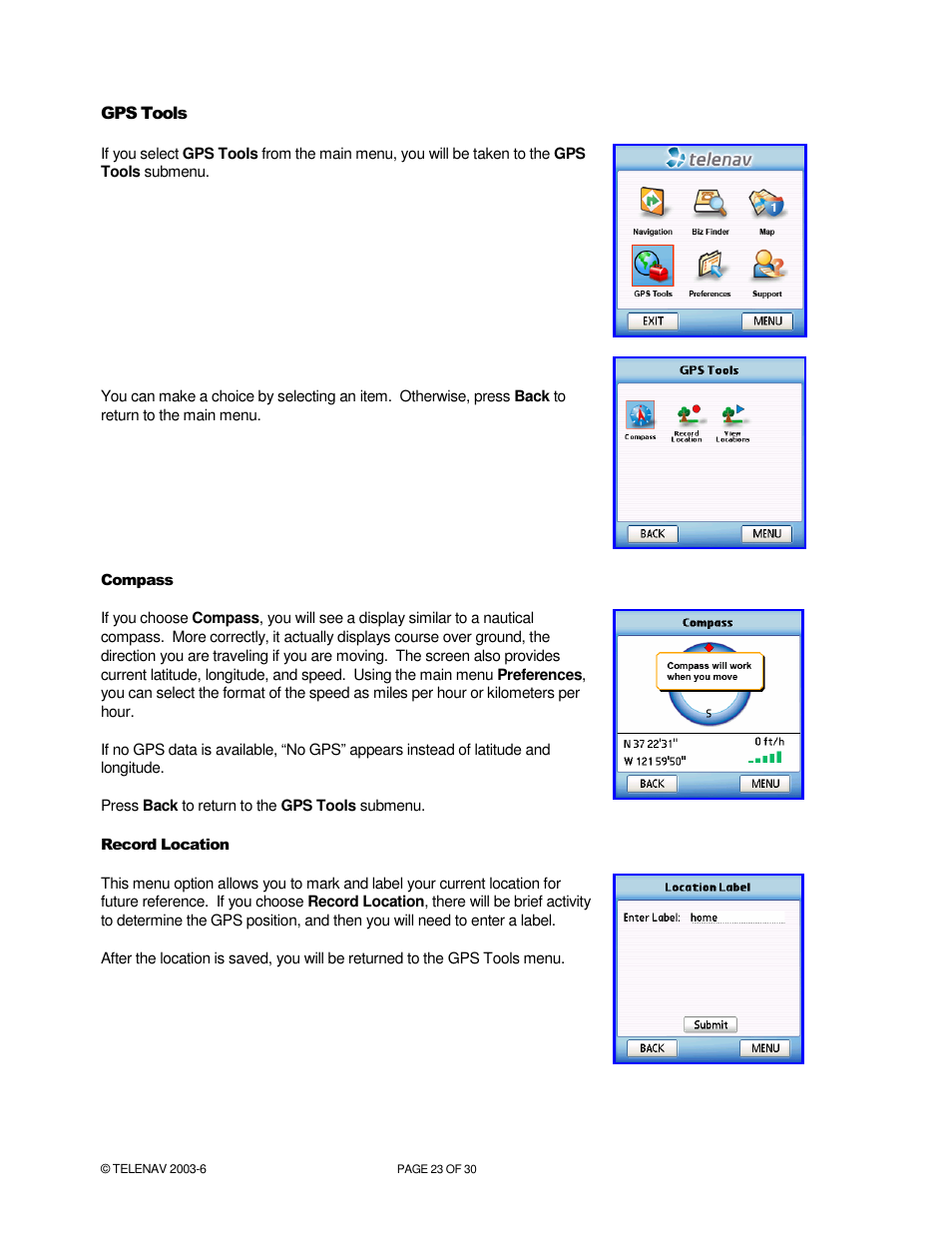 Telenav for Verizon Supported Devices: v4.1 for Palm Treo 650 User Manual | Page 23 / 30