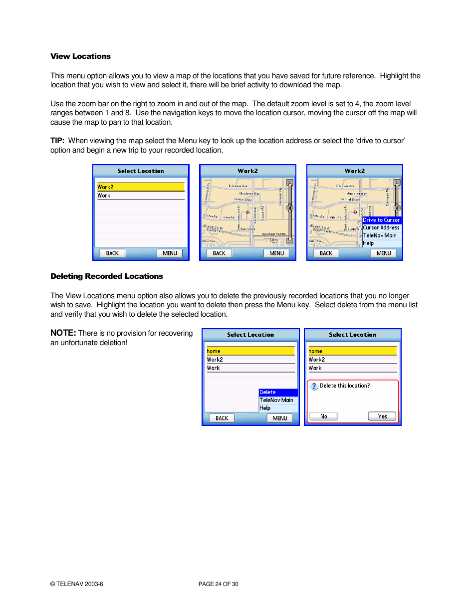 Telenav for Verizon Supported Devices: v4.1 for Palm Treo 650 User Manual | Page 24 / 30