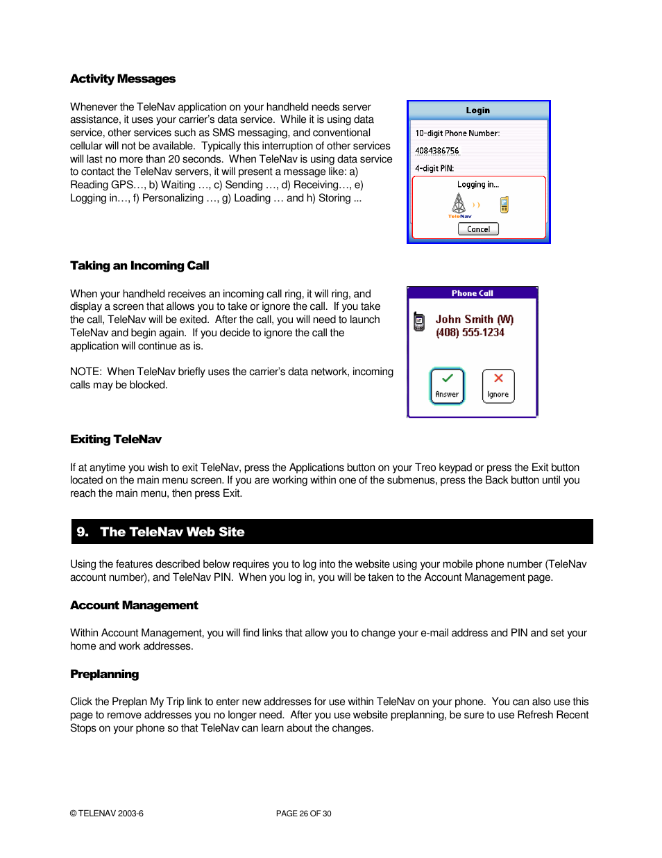 Telenav for Verizon Supported Devices: v4.1 for Palm Treo 650 User Manual | Page 26 / 30