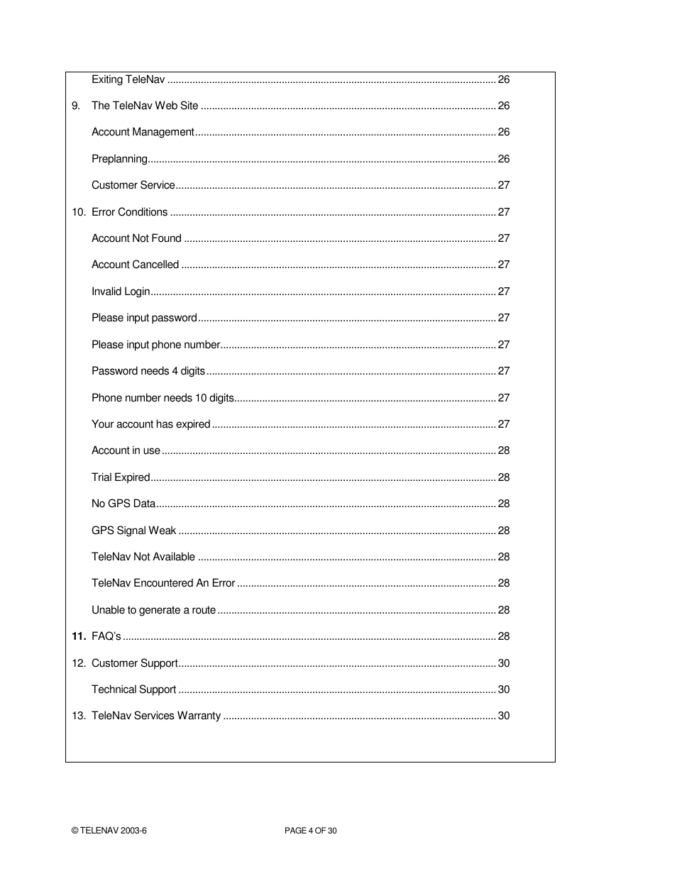 Telenav for Verizon Supported Devices: v4.1 for Palm Treo 650 User Manual | Page 4 / 30