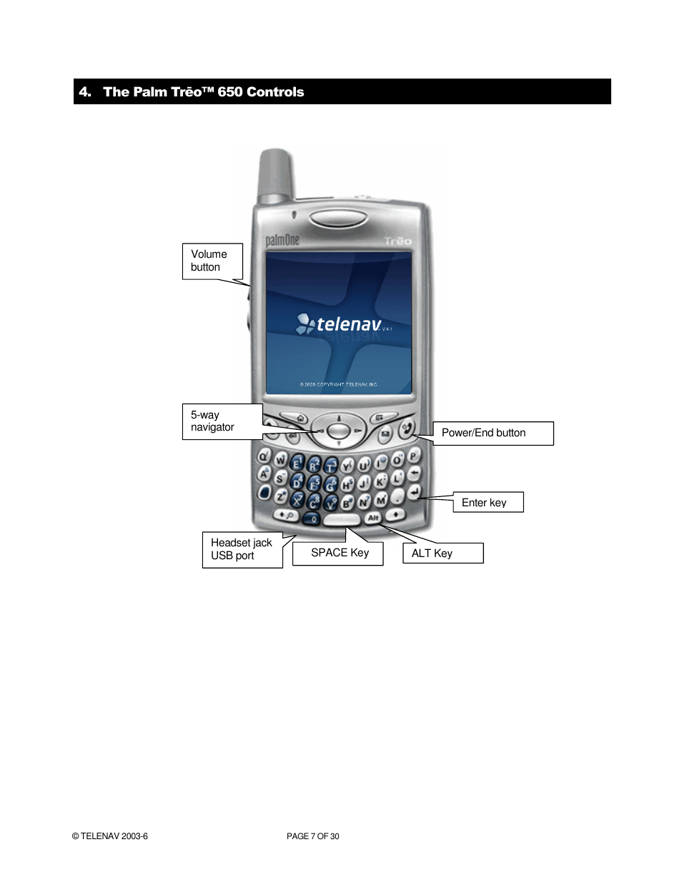 Telenav for Verizon Supported Devices: v4.1 for Palm Treo 650 User Manual | Page 7 / 30