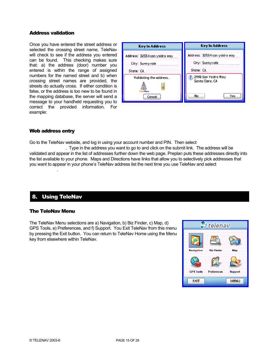 Telenav for Verizon Supported Devices: v4.1 for Palm Treo 700w User Manual | Page 15 / 29
