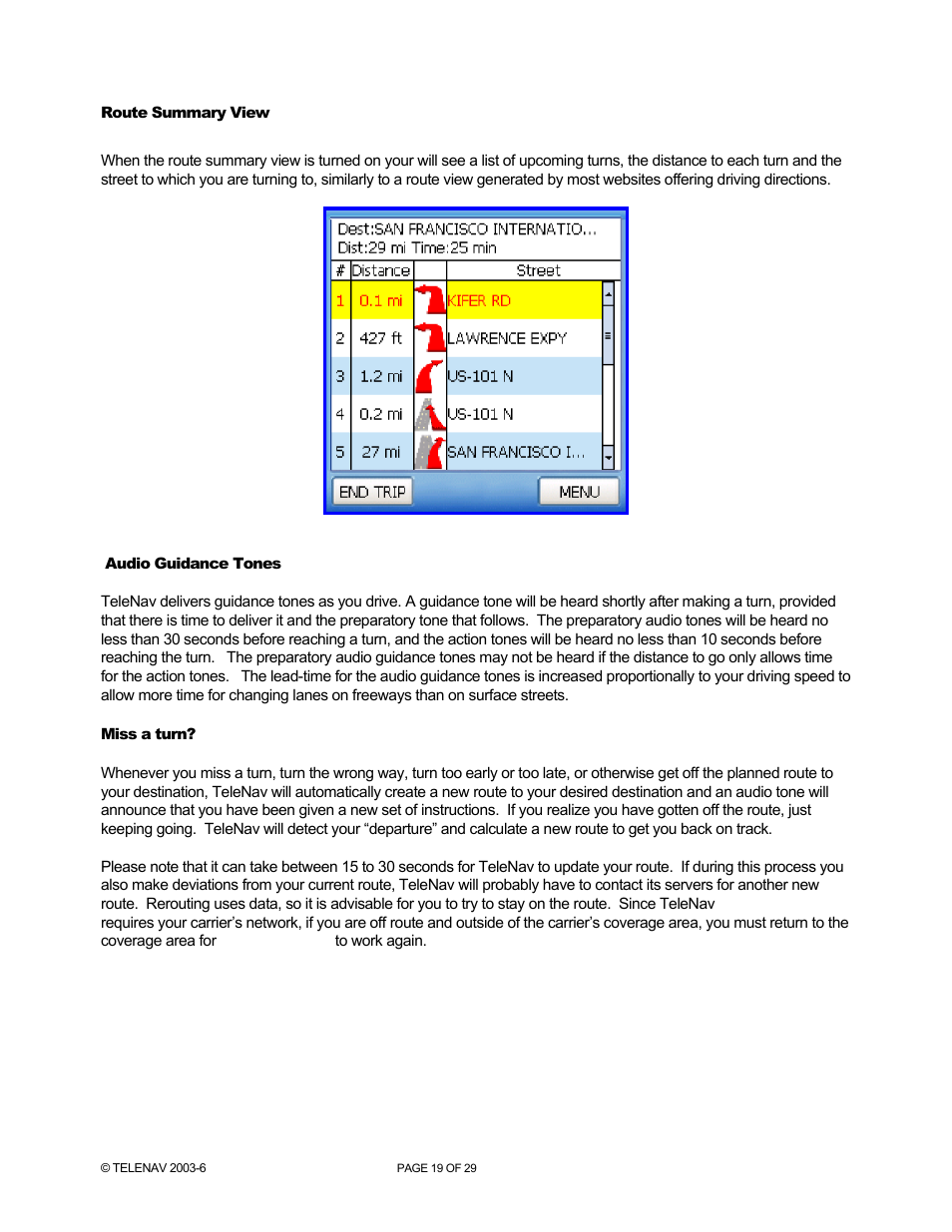 Telenav for Verizon Supported Devices: v4.1 for Palm Treo 700w User Manual | Page 19 / 29