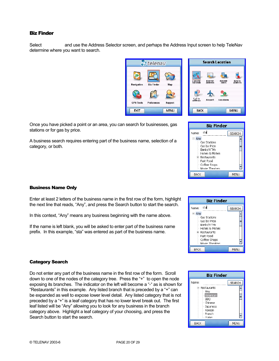 Telenav for Verizon Supported Devices: v4.1 for Palm Treo 700w User Manual | Page 20 / 29