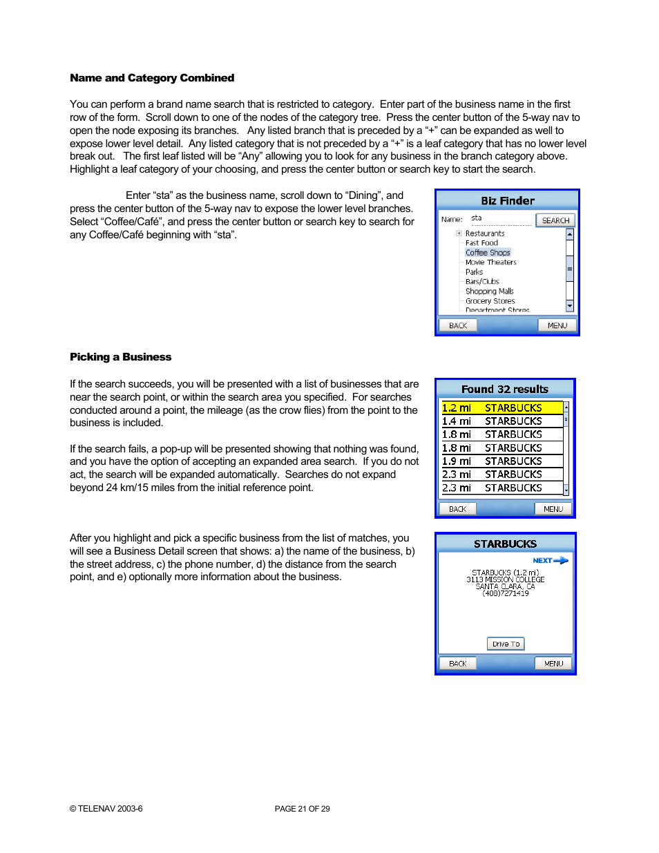 Telenav for Verizon Supported Devices: v4.1 for Palm Treo 700w User Manual | Page 21 / 29