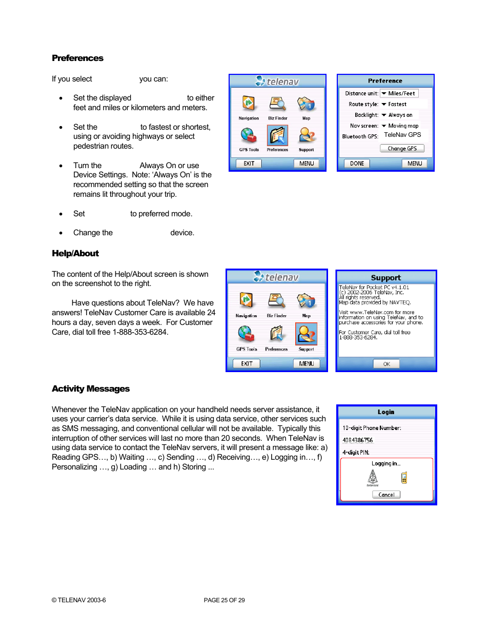 Telenav for Verizon Supported Devices: v4.1 for Palm Treo 700w User Manual | Page 25 / 29
