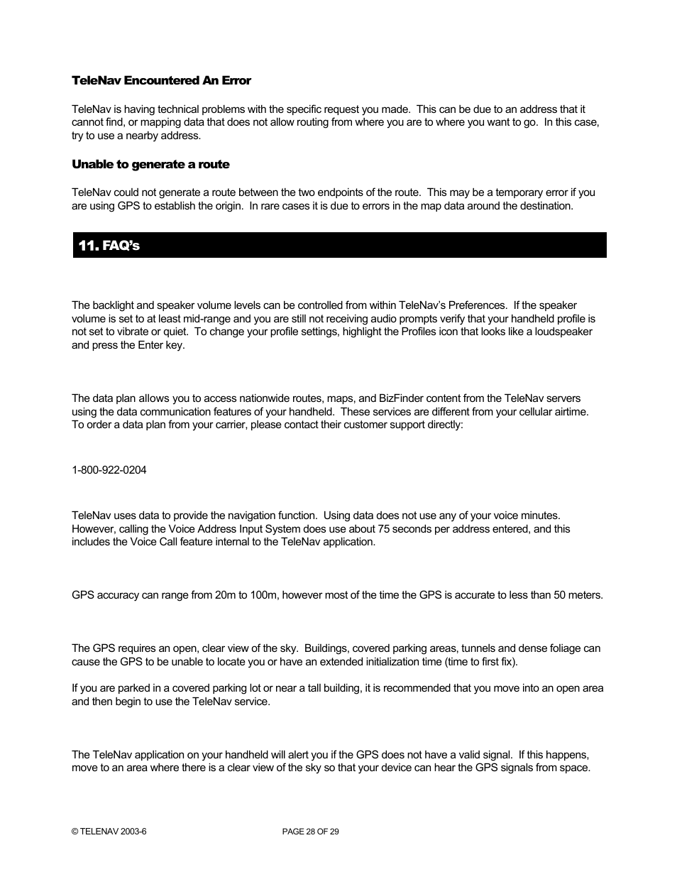 Telenav for Verizon Supported Devices: v4.1 for Palm Treo 700w User Manual | Page 28 / 29