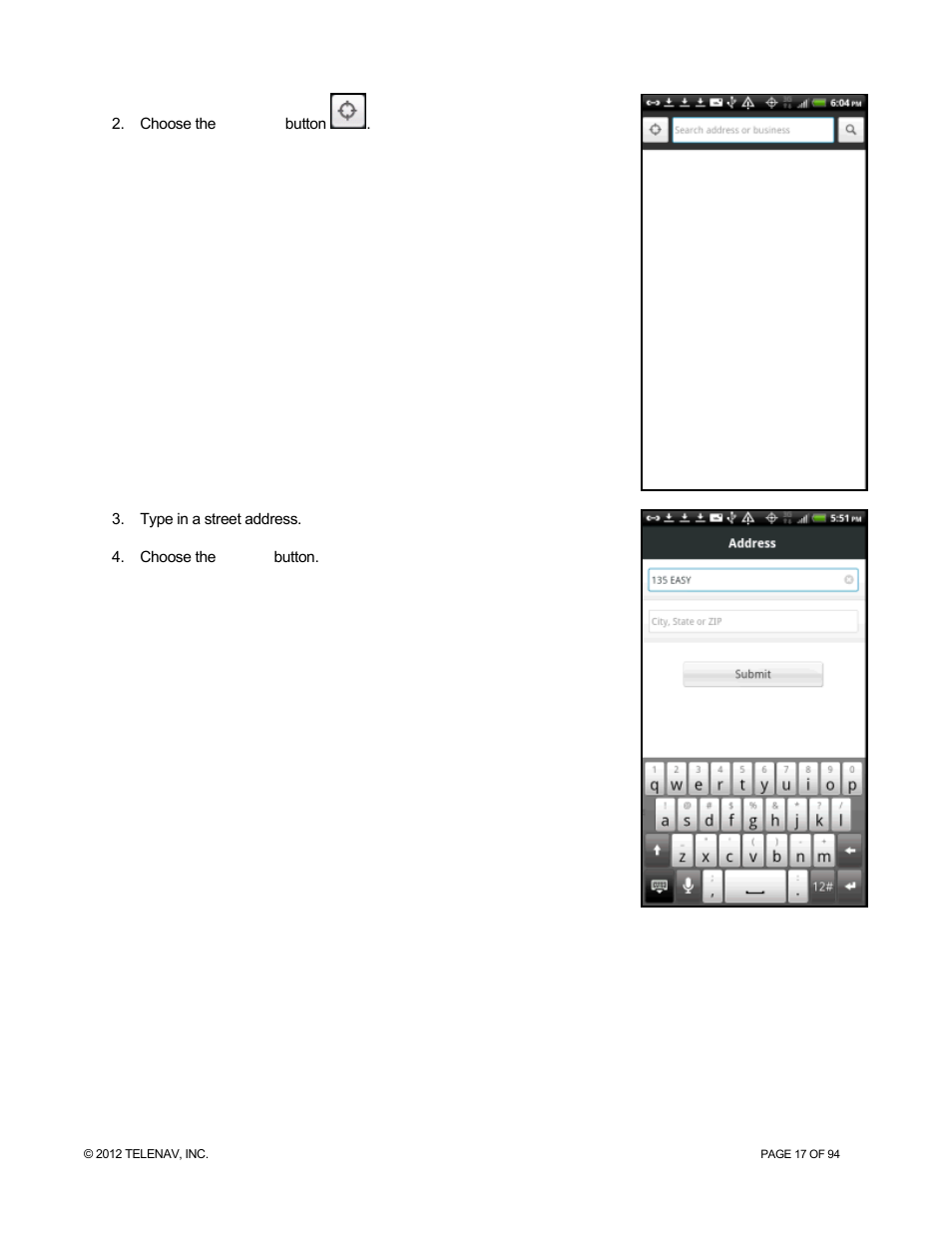 Telenav for T-Mobile Supported Devices: v7.1 for Android phones User Manual | Page 17 / 94