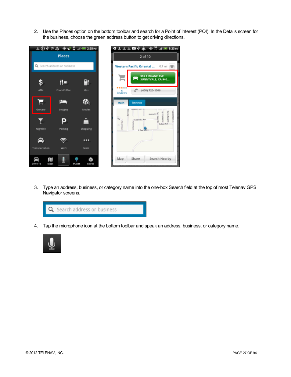 Telenav for T-Mobile Supported Devices: v7.1 for Android phones User Manual | Page 27 / 94