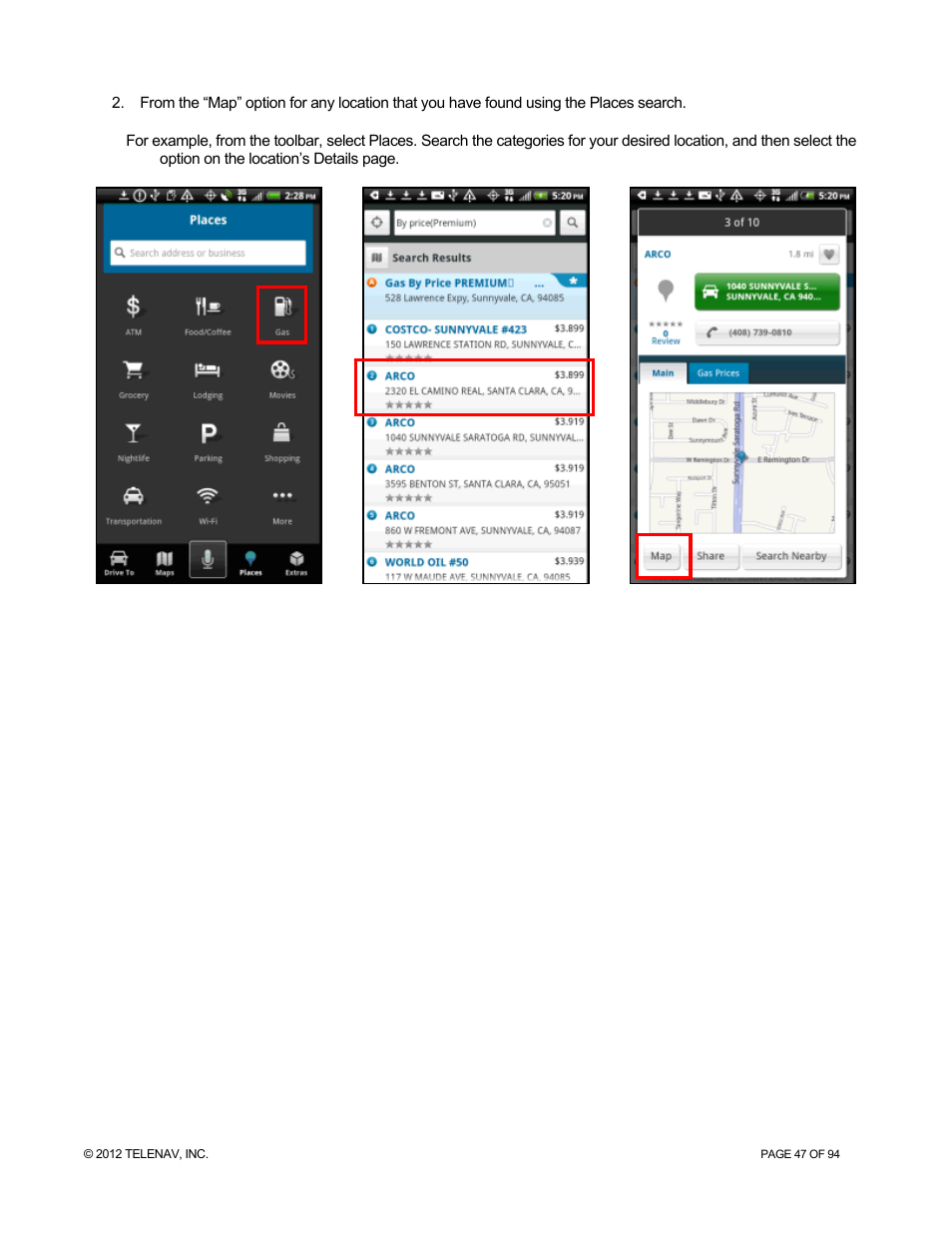 Telenav for T-Mobile Supported Devices: v7.1 for Android phones User Manual | Page 47 / 94
