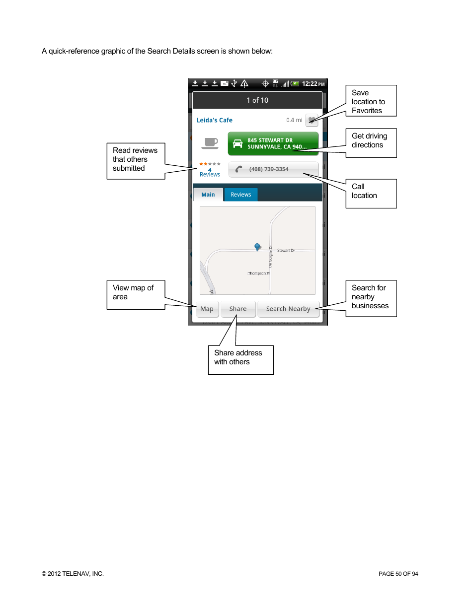 Telenav for T-Mobile Supported Devices: v7.1 for Android phones User Manual | Page 50 / 94