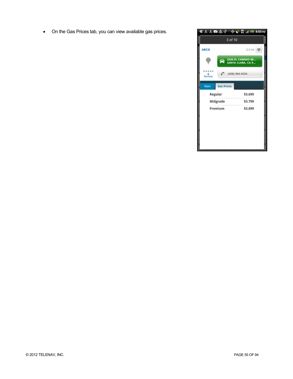 Telenav for T-Mobile Supported Devices: v7.1 for Android phones User Manual | Page 55 / 94