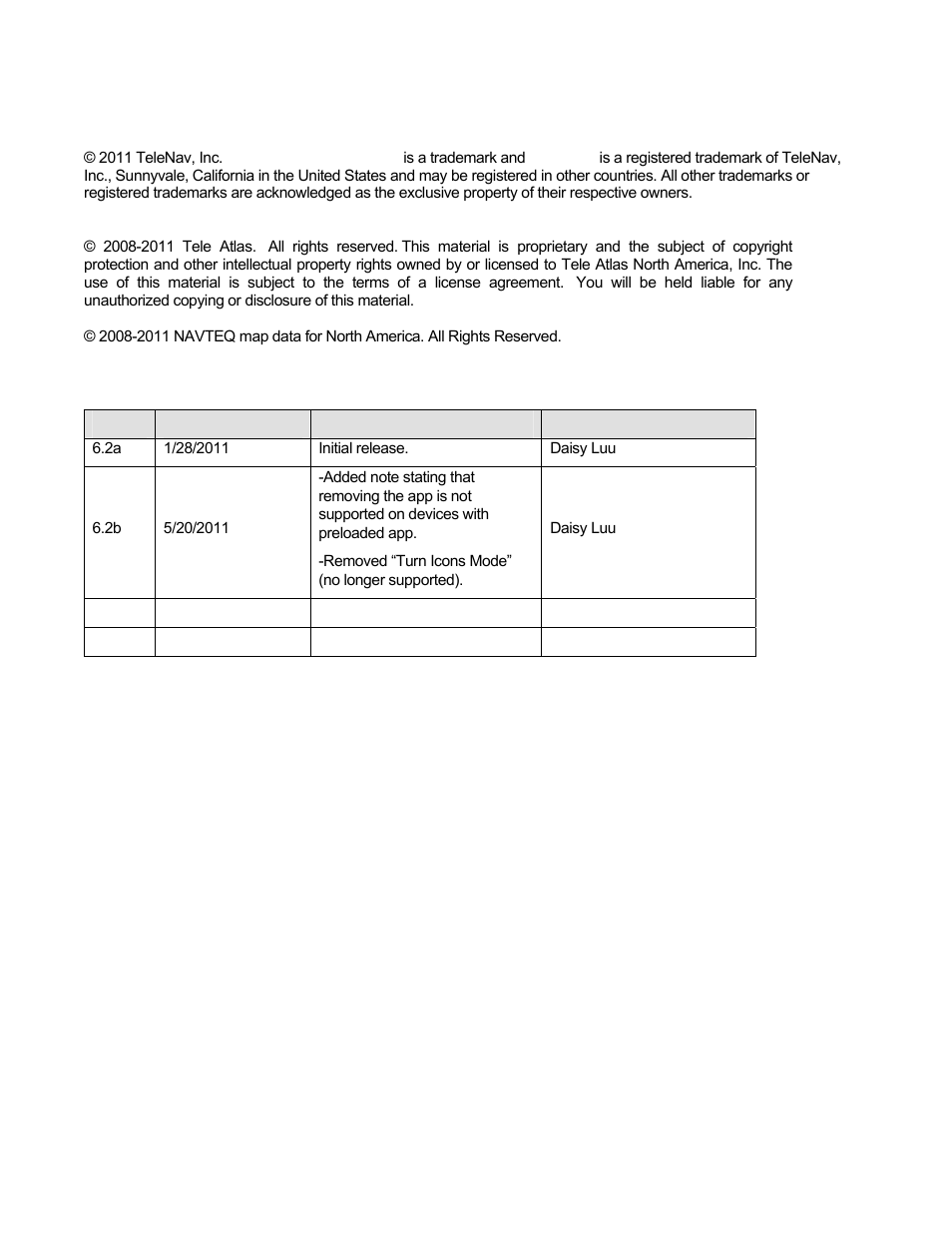 Copyright | Telenav for T-Mobile Supported Devices: v6.2 for Android phones User Manual | Page 2 / 61