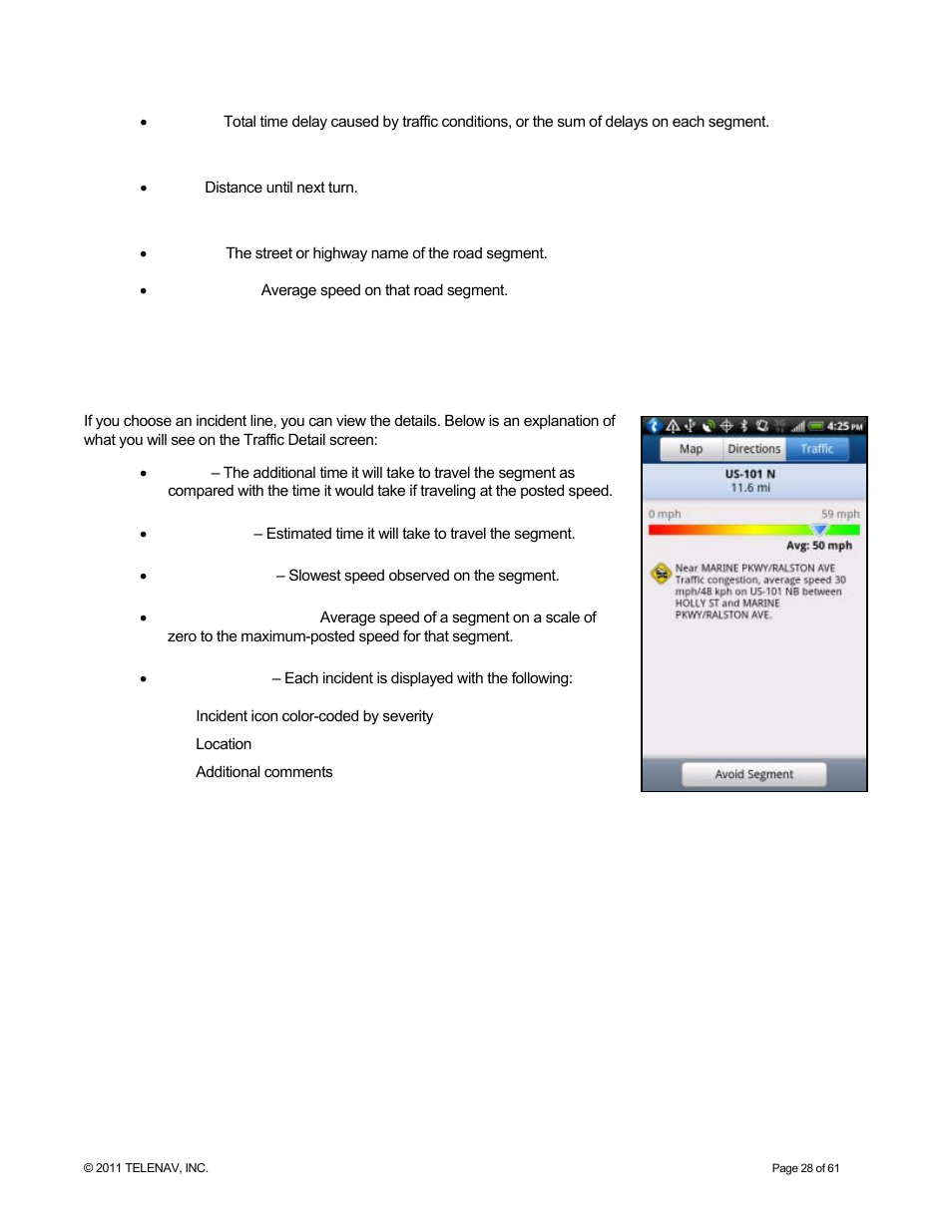 Telenav for T-Mobile Supported Devices: v6.2 for Android phones User Manual | Page 28 / 61