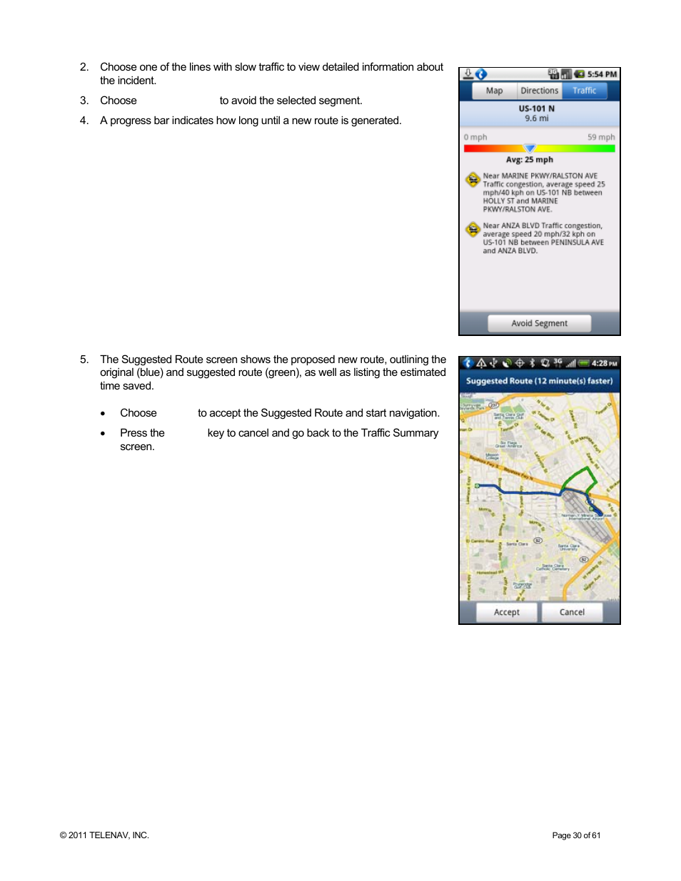 Telenav for T-Mobile Supported Devices: v6.2 for Android phones User Manual | Page 30 / 61