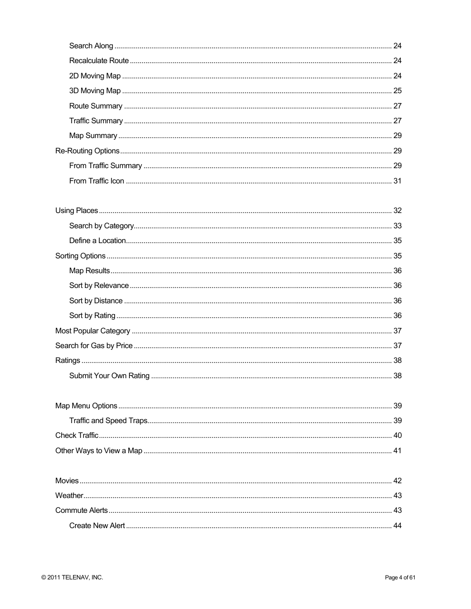 Telenav for T-Mobile Supported Devices: v6.2 for Android phones User Manual | Page 4 / 61