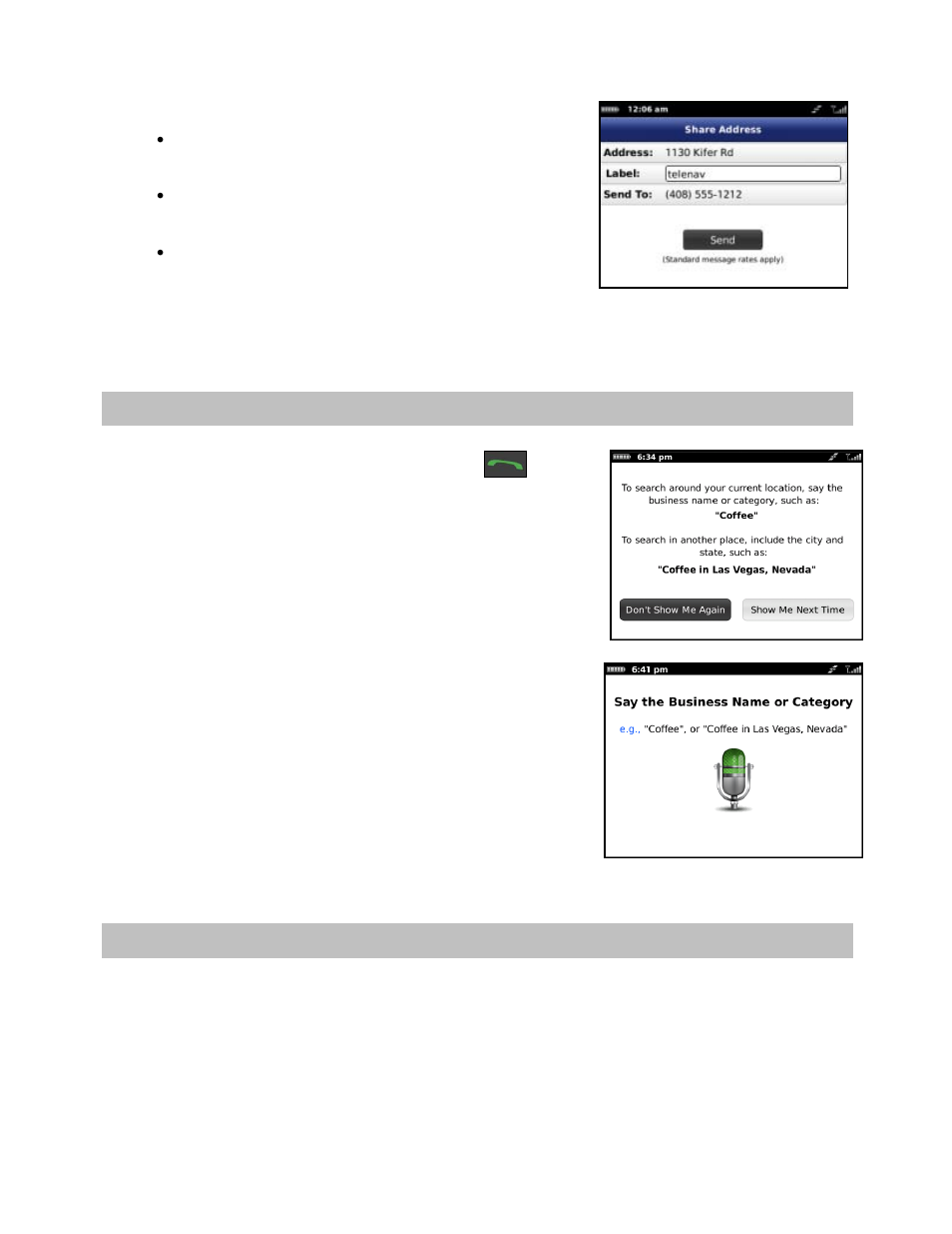 Speak it, Using a bluetooth headset | Telenav for T-Mobile Supported Devices: v6.0 for BlackBerry smartphones User Manual | Page 13 / 58