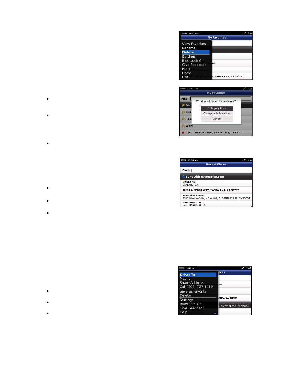 Recent places | Telenav for T-Mobile Supported Devices: v6.0 for BlackBerry smartphones User Manual | Page 18 / 58