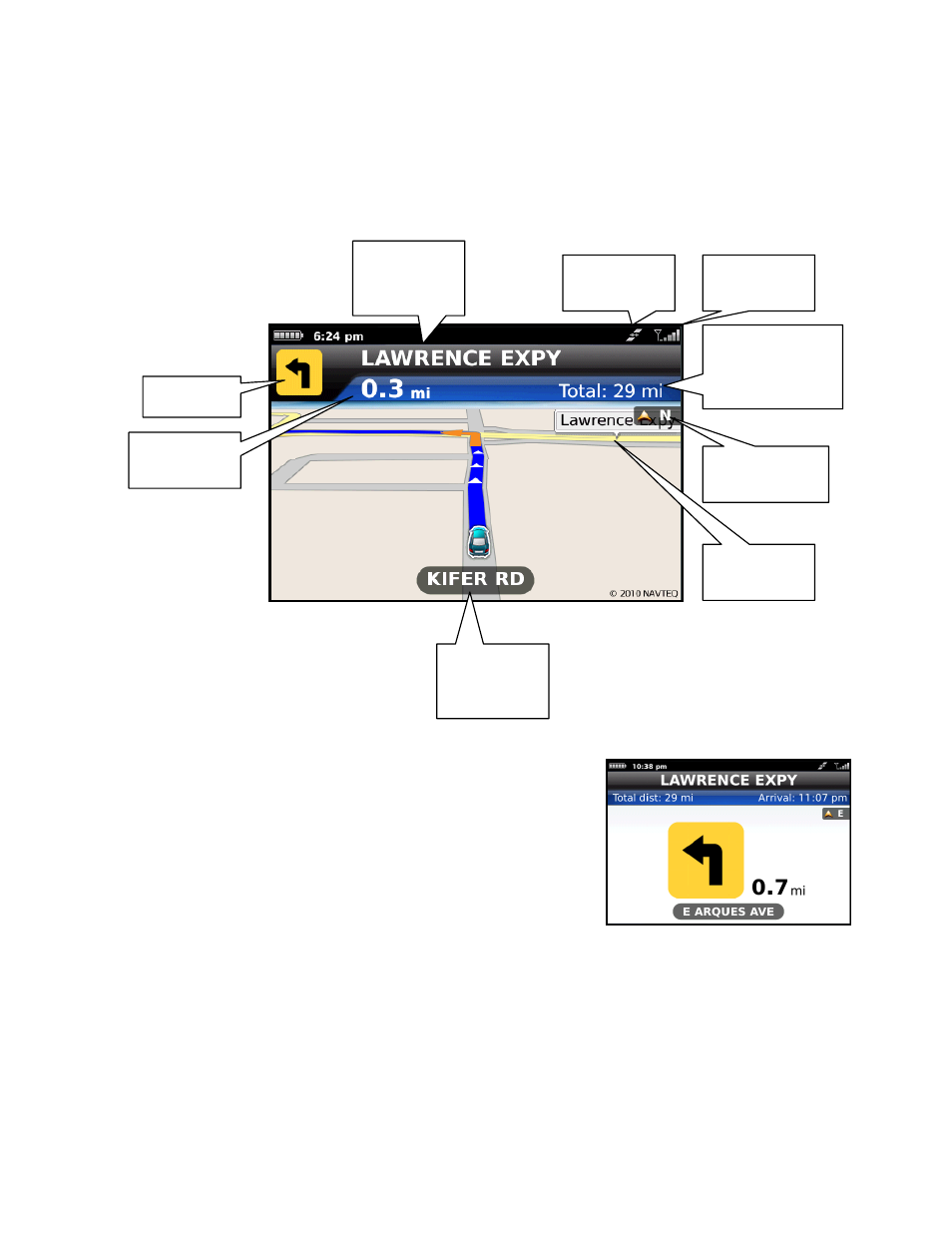 Turn icons only, On-screen navigation icons | Telenav for T-Mobile Supported Devices: v6.0 for BlackBerry smartphones User Manual | Page 25 / 58