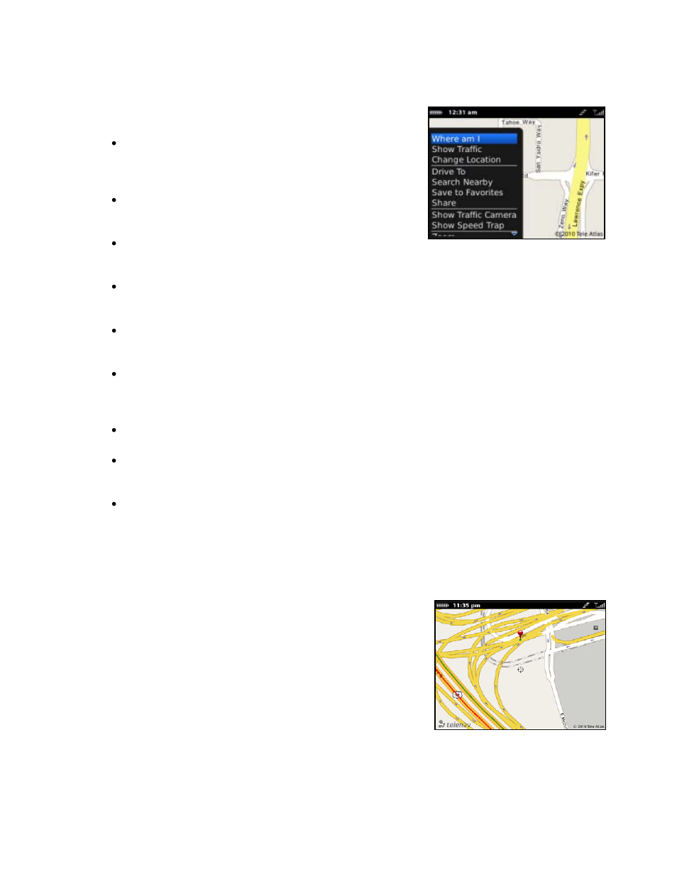 Map menu options, Check traffic | Telenav for T-Mobile Supported Devices: v6.0 for BlackBerry smartphones User Manual | Page 42 / 58