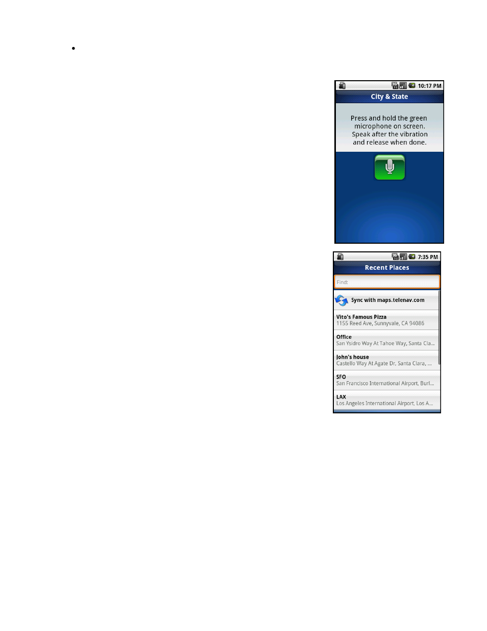 Telenav for Sprint Supported Devices: v5.8 for Android devices User Manual | Page 20 / 71