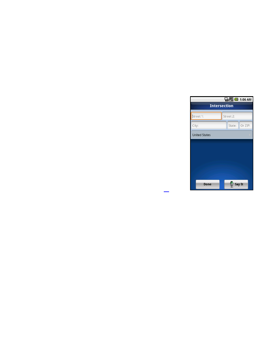 Intersection | Telenav for Sprint Supported Devices: v5.8 for Android devices User Manual | Page 21 / 71