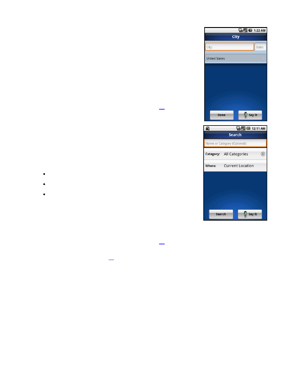 City, Business | Telenav for Sprint Supported Devices: v5.8 for Android devices User Manual | Page 22 / 71