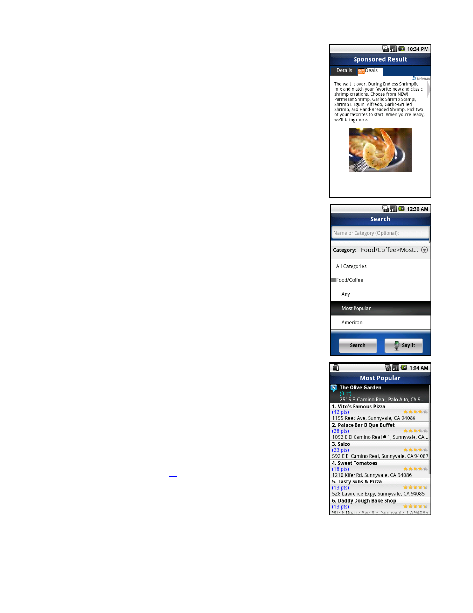 Most popular category | Telenav for Sprint Supported Devices: v5.8 for Android devices User Manual | Page 42 / 71