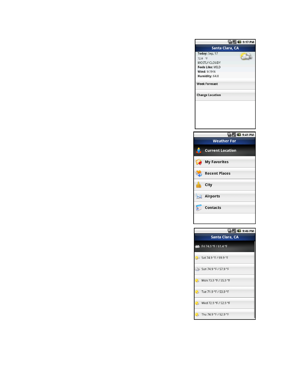 Weather | Telenav for Sprint Supported Devices: v5.8 for Android devices User Manual | Page 59 / 71