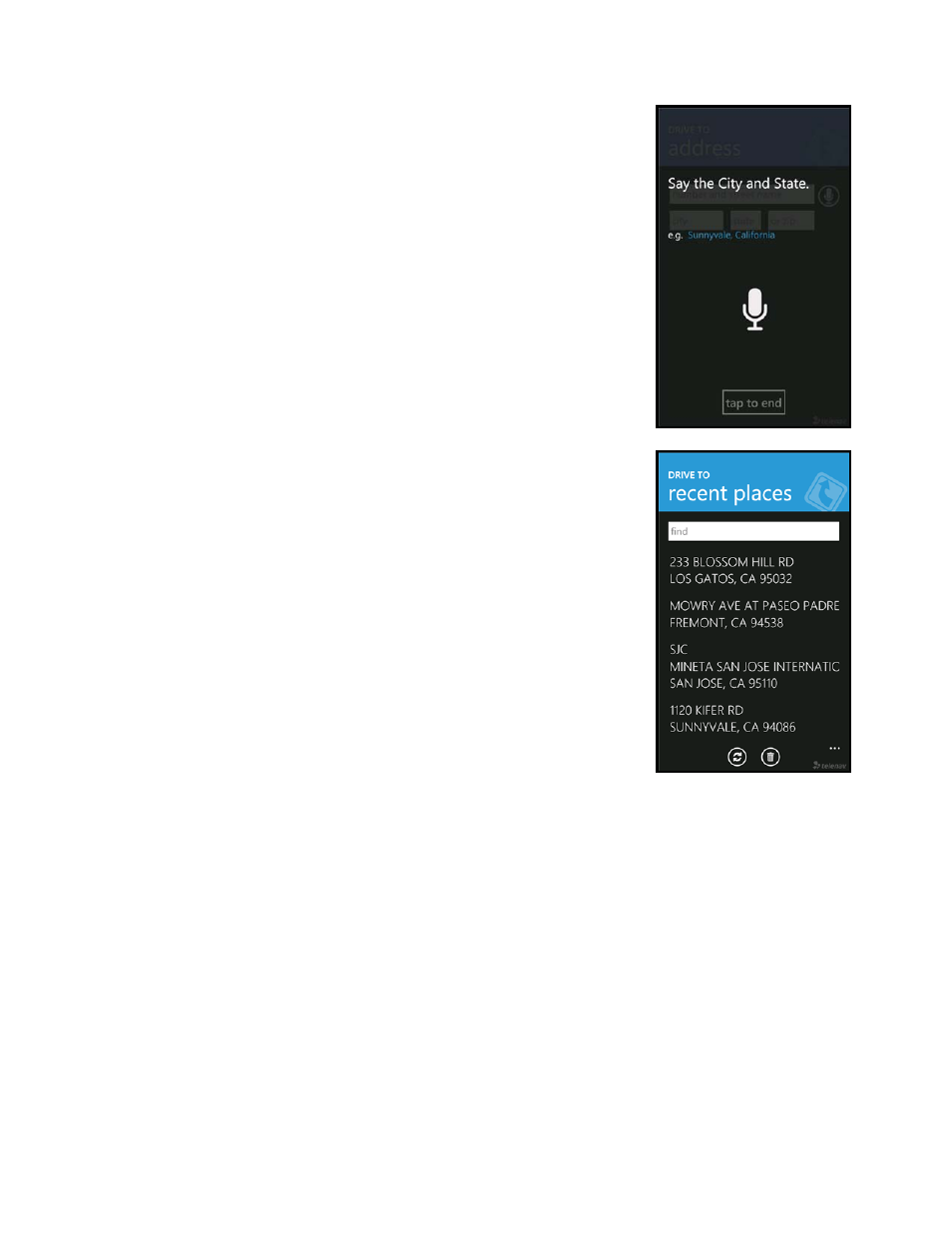 Address – speaking in | Telenav for T-Mobile Supported Devices: v5.8 for Windows Phone 7 devices User Manual | Page 17 / 66