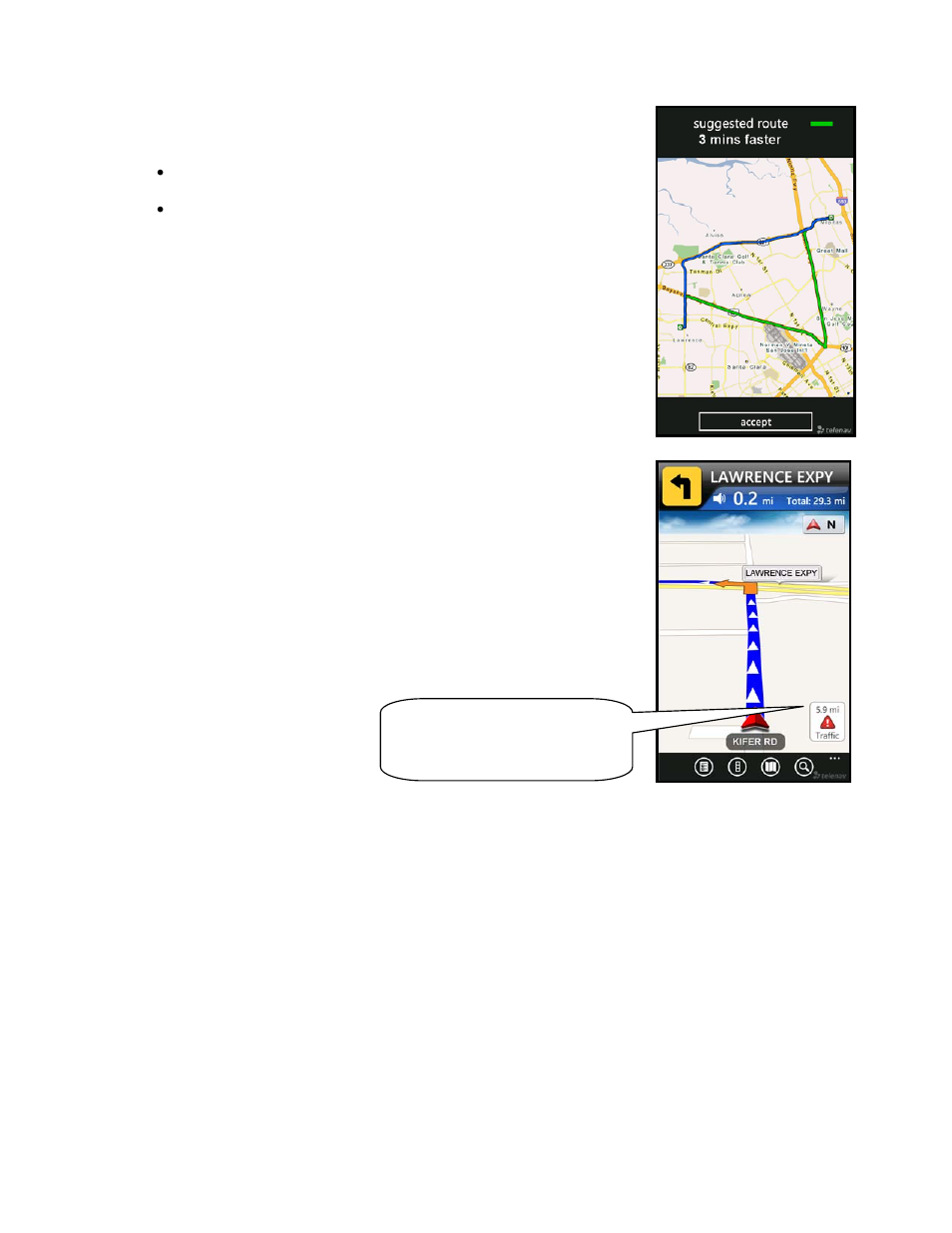 Avoid ahead (audio detour) | Telenav for T-Mobile Supported Devices: v5.8 for Windows Phone 7 devices User Manual | Page 31 / 66