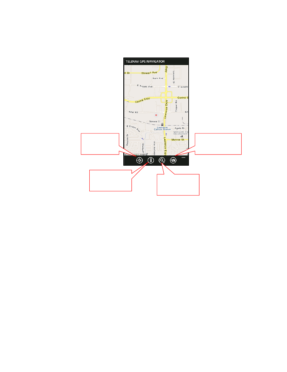 Map menu options | Telenav for T-Mobile Supported Devices: v5.8 for Windows Phone 7 devices User Manual | Page 44 / 66