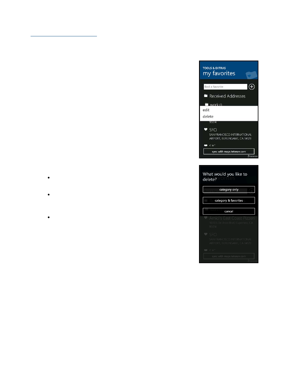 Delete or rename a category | Telenav for T-Mobile Supported Devices: v5.8 for Windows Phone 7 devices User Manual | Page 51 / 66