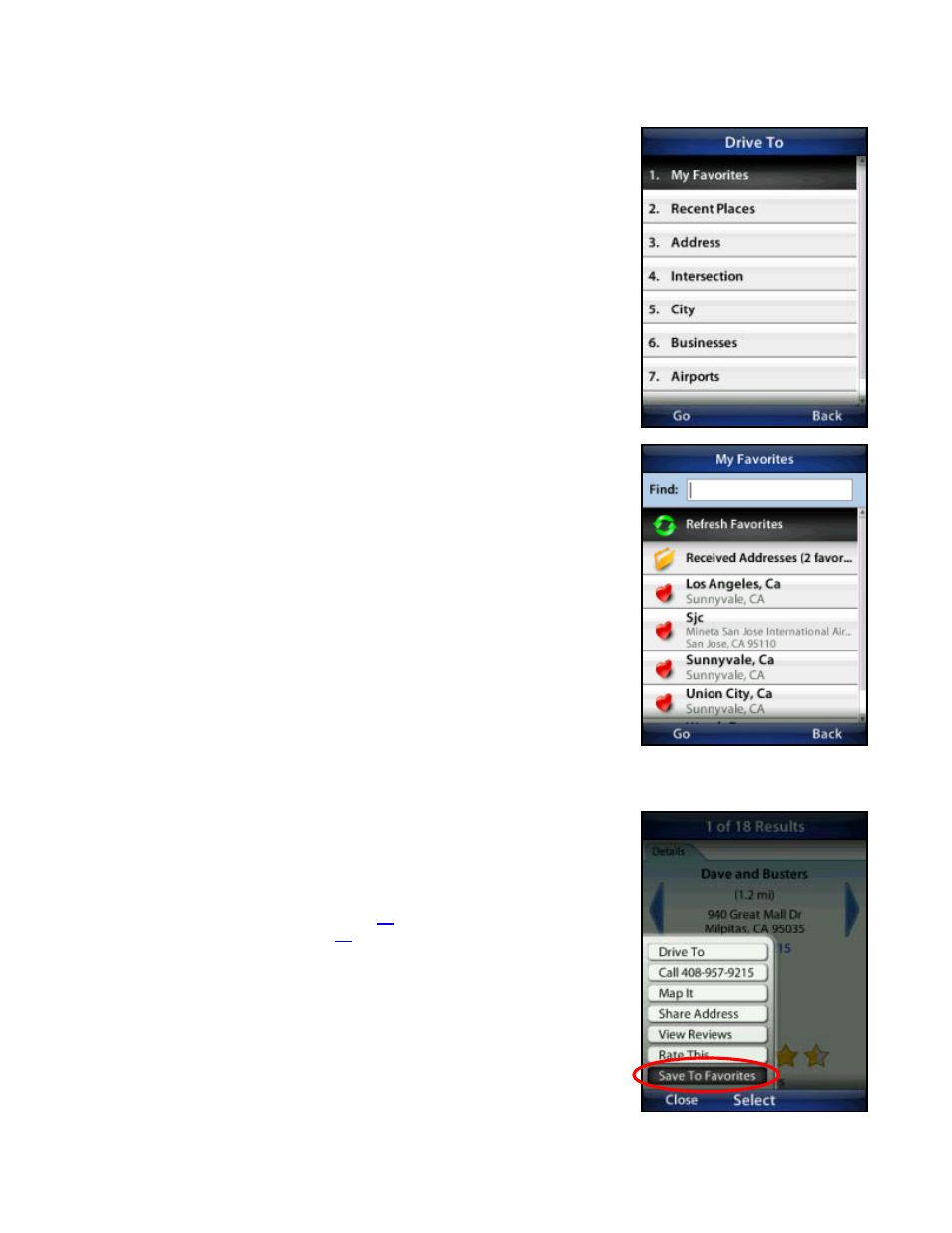 My favorites, Save a location to my favorites | Telenav for T-Mobile Supported Devices: v5.76 for J2ME devices User Manual | Page 16 / 71